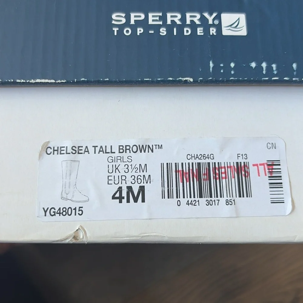 Sperry Top-Sider Suede Chelsea Tall Boot Brown Pink Girls Size 4